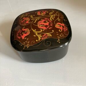 Vintage Hand Painted Metal Trinket Box
